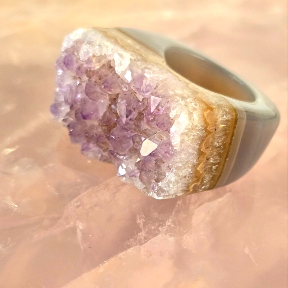 Amethyst Crystal Statement Ring Size 7. - image 2